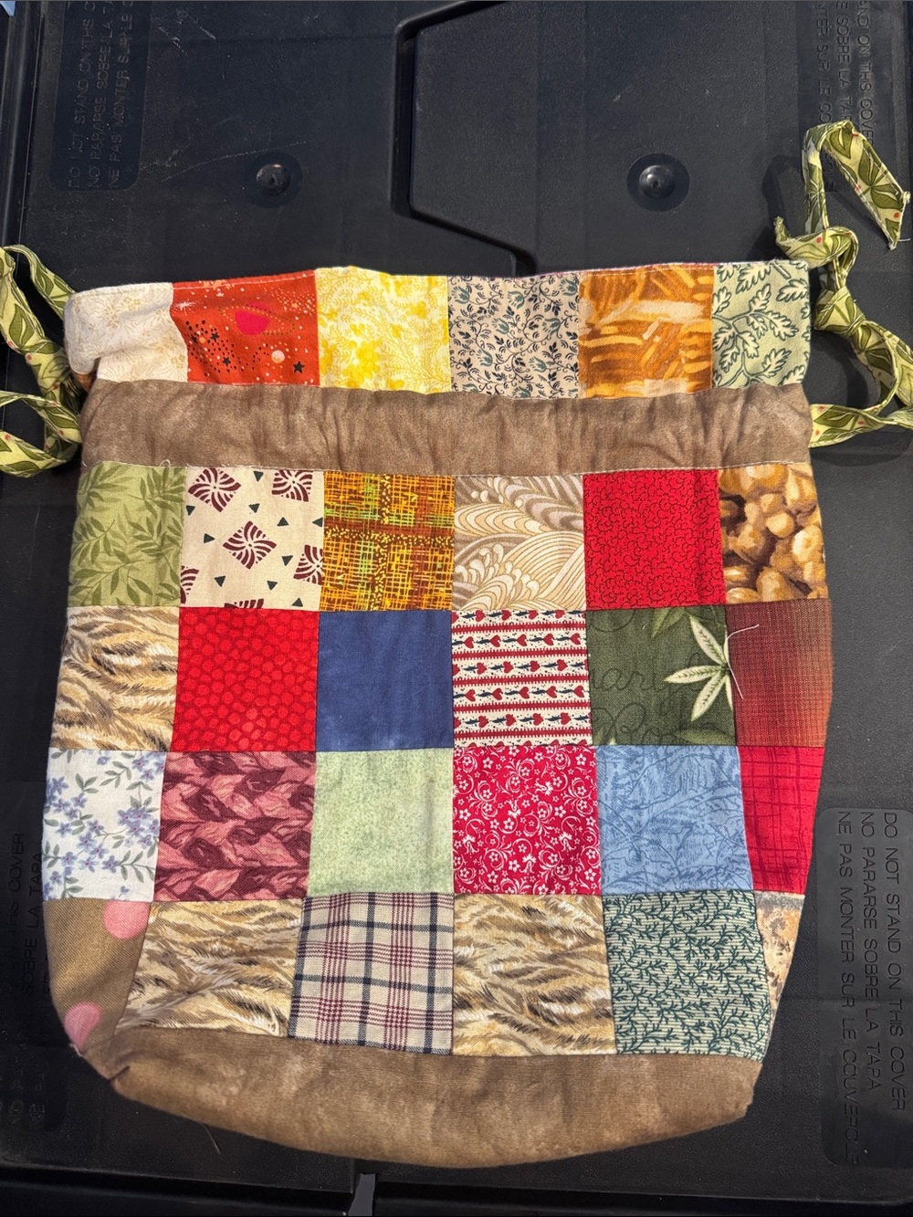 Patchwork Drawstring Tote Bag in Multicolor - Picture 6 of 6